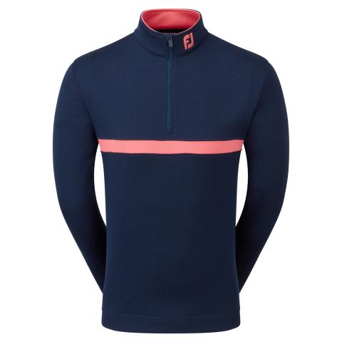 FootJoy Inset Stripe Chill-out Zip Neck Golf Sweater Navy/Coral Red #81630