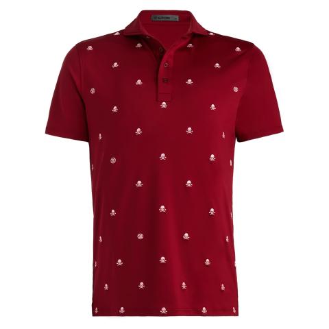 G/FORE Embroidered Tech Jersey Golf Polo Shirt Rhubarb