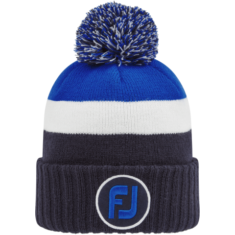 FootJoy PomPom Winter Beanie Hat Navy/White/Blue