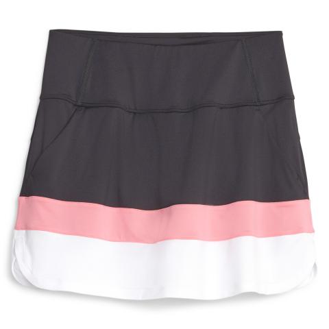 PUMA PWRMESH Colourblock Ladies Golf Skirt Black/Strawberry Burst