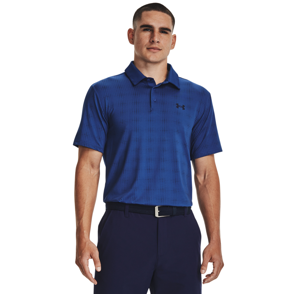 Under Armour Playoff 3.0 Deuce's Grid Golf Polo Shirt Blue Mirage ...