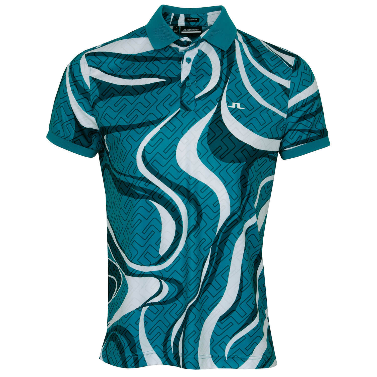 J Lindeberg Swirl Print Polo Shirt Enamel Blue Bridge Monogram ...