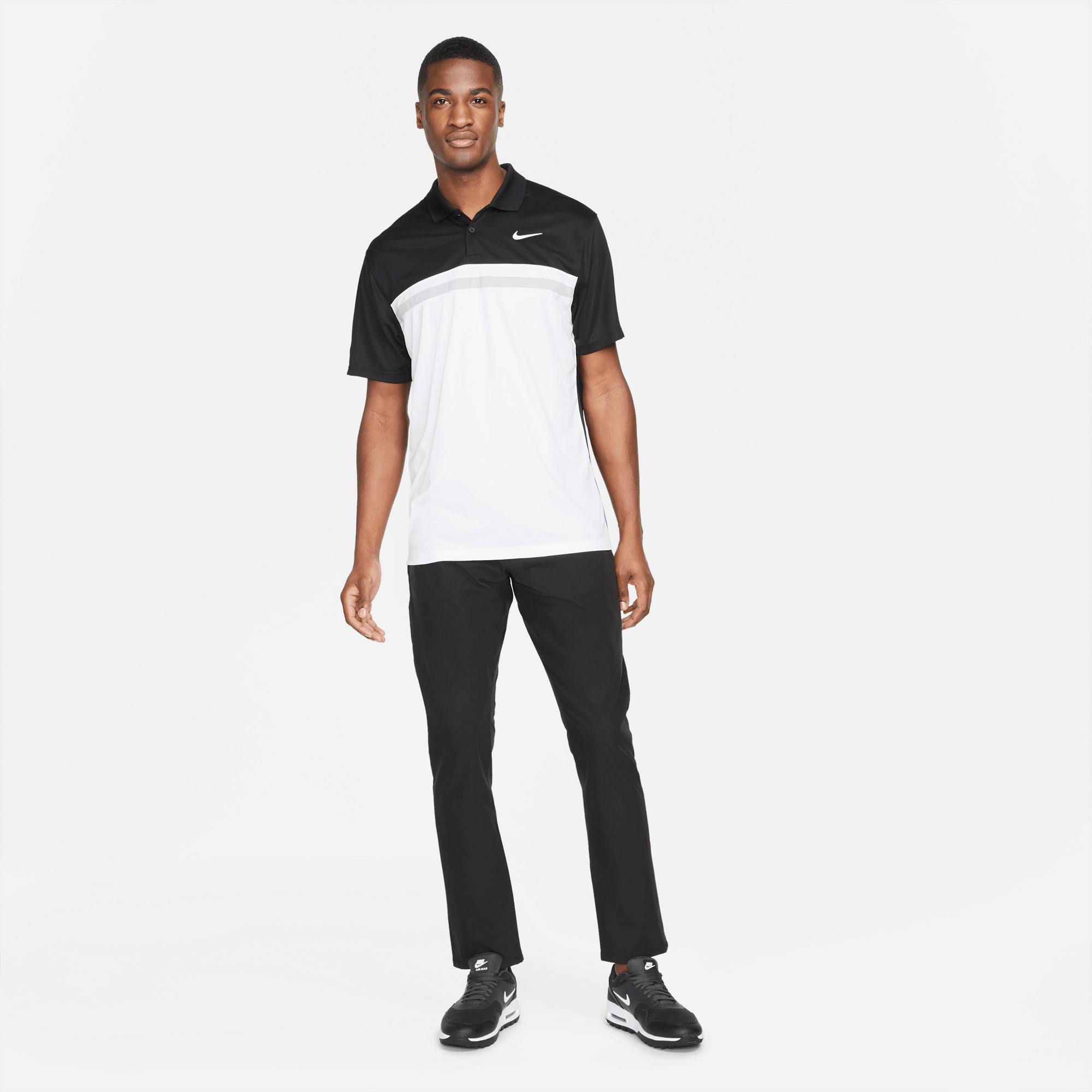 Nike Dri-FIT Victory Solid Golf Polo Shirt Black/White/Light Smoke Grey ...