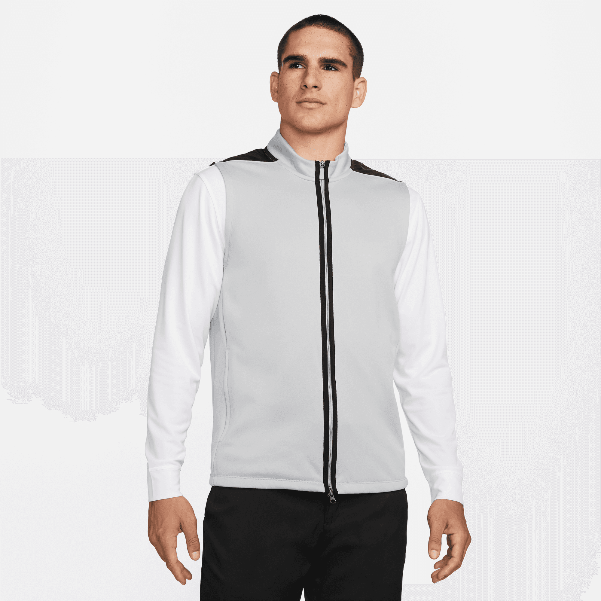 Nike Therma-Fit Victory Zip Neck Golf Vest Light Smoke Grey/Black/White ...