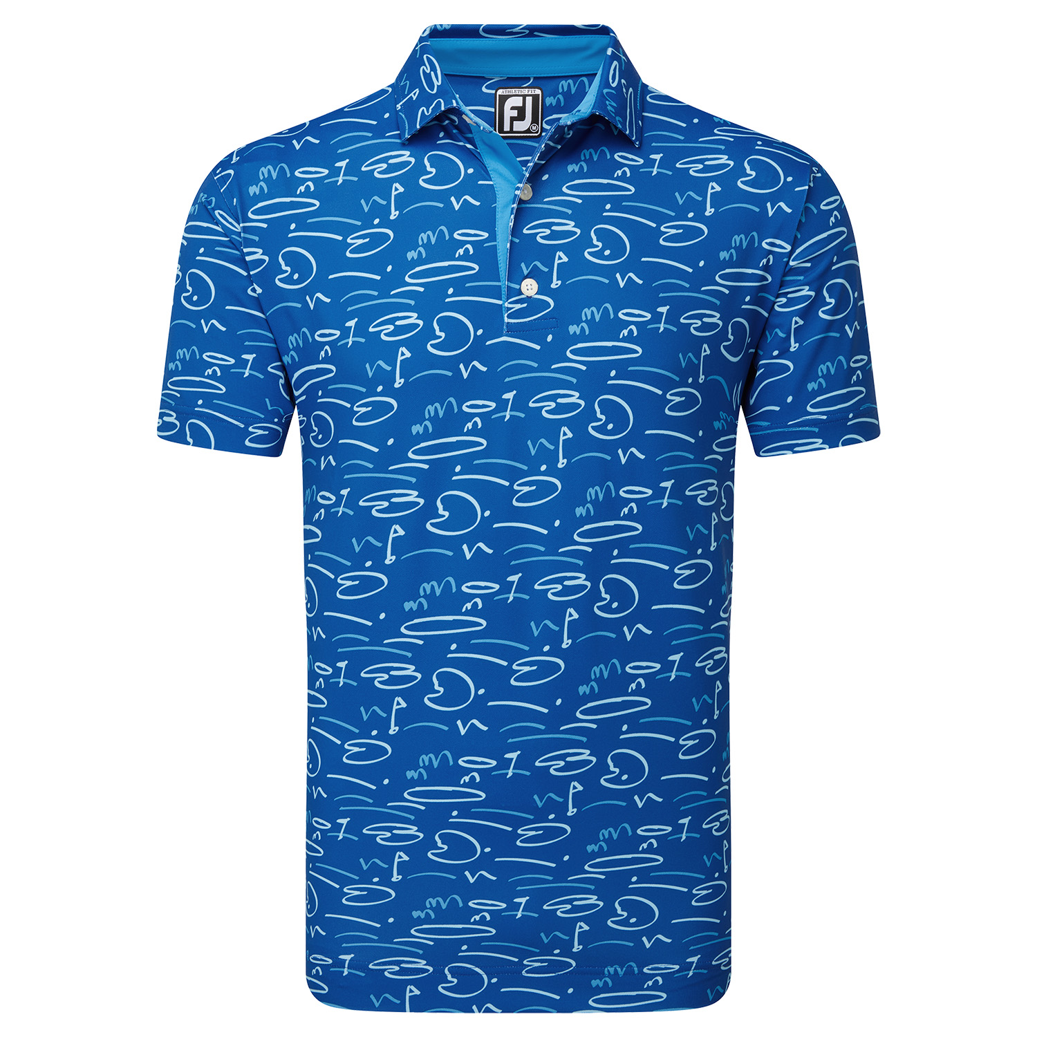 Image of FootJoy Golf Course Doodle Self Collar Golf Polo Shirt