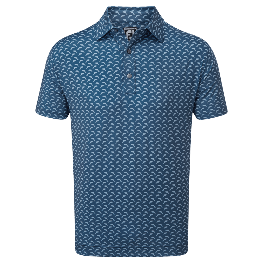 FootJoy Leaping Dolphins Print Lisle Golf Polo Shirt