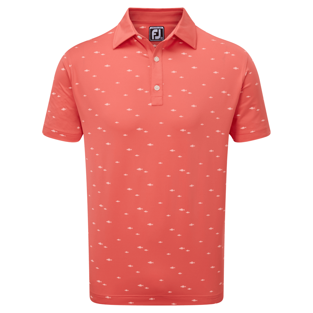 FootJoy School of Fish Print Lisle Golf Polo Shirt