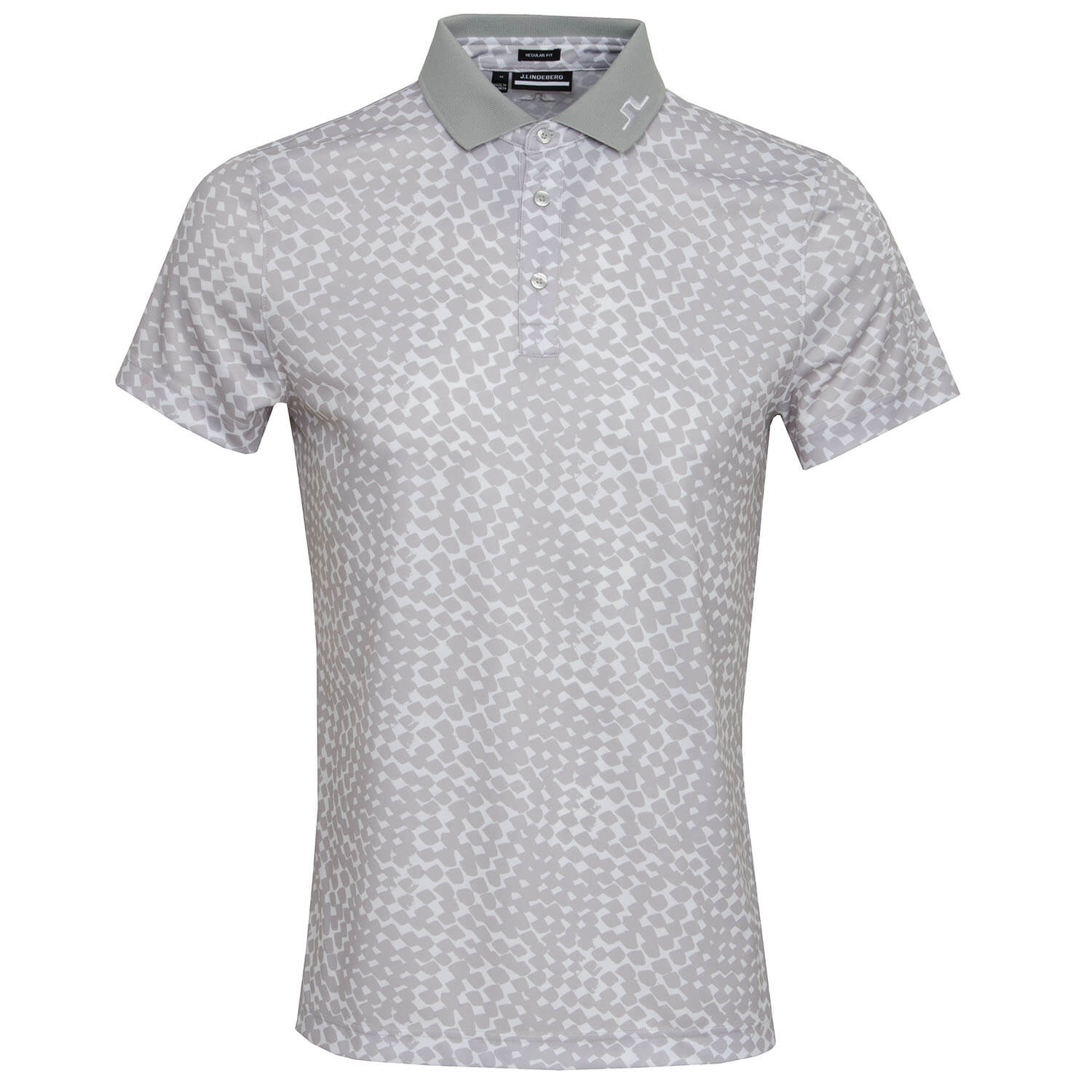 J Lindeberg Tor Print Golf Polo Checker Grey | Scottsdale Golf