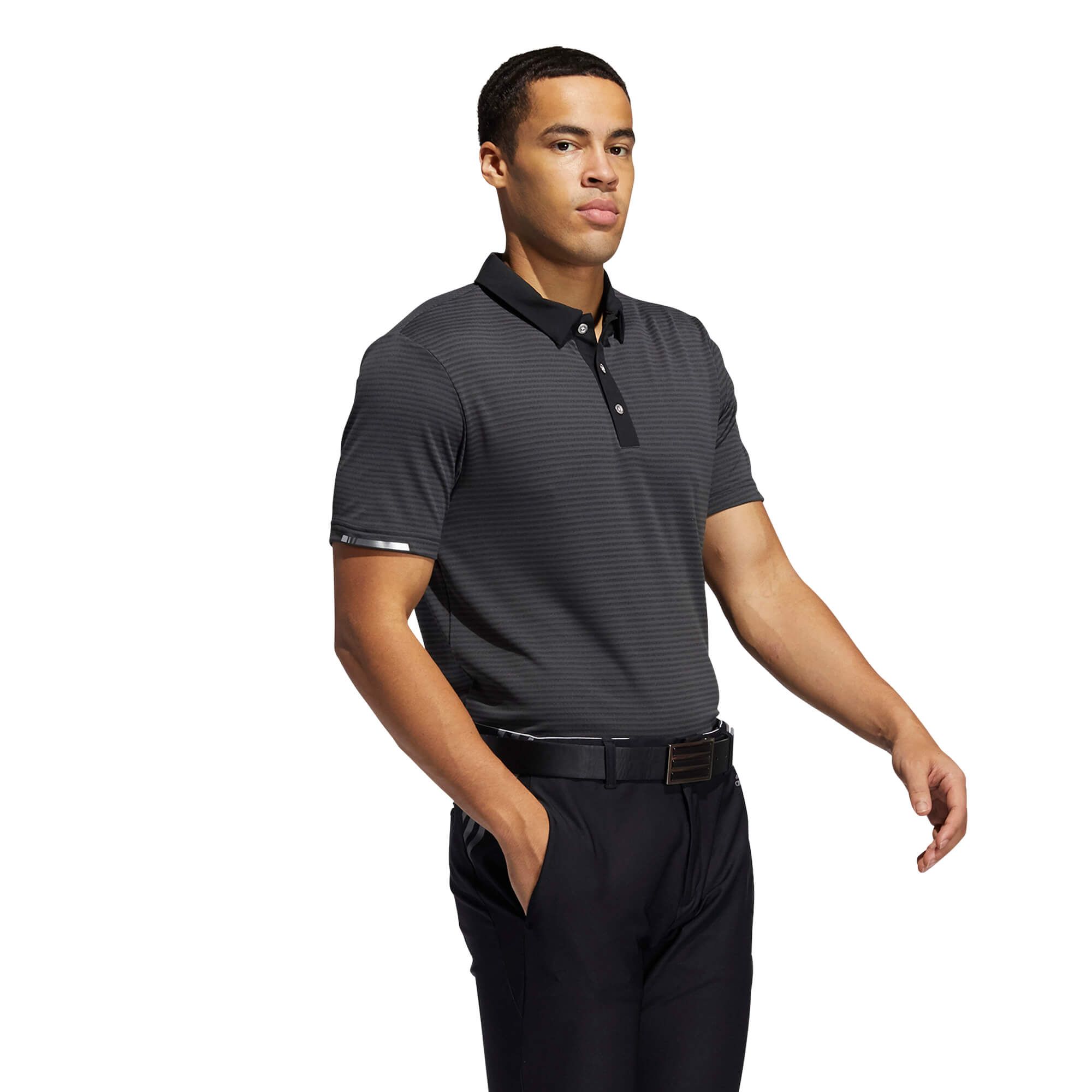 adidas HEAT.RDY Microstripe Golf Polo Shirt Carbon/Black | Scottsdale Golf