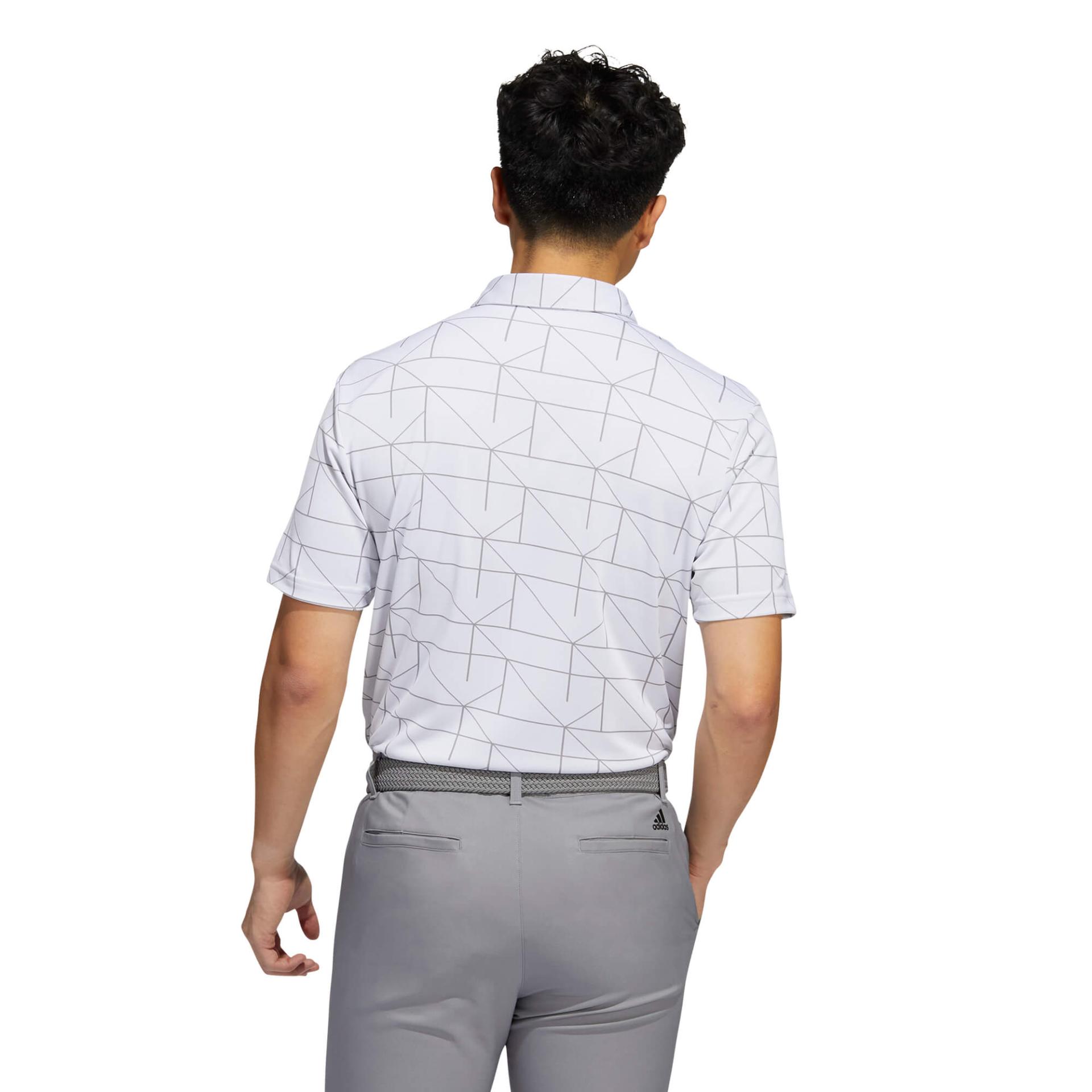 adidas Lines Jacquard Polo Shirt White/Grey Heather | Scottsdale Golf