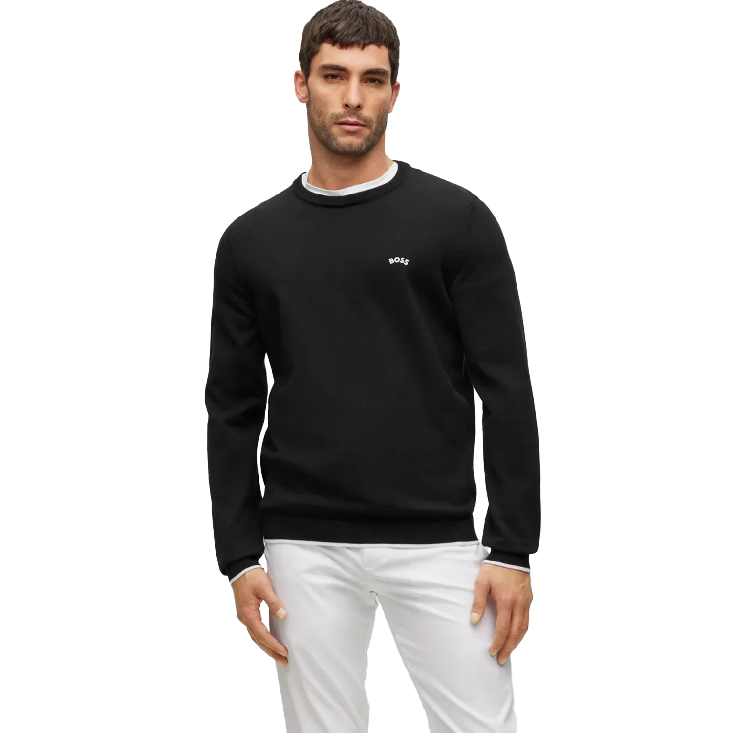 BOSS Rallo Crew Neck Sweater Black 001 | Scottsdale Golf