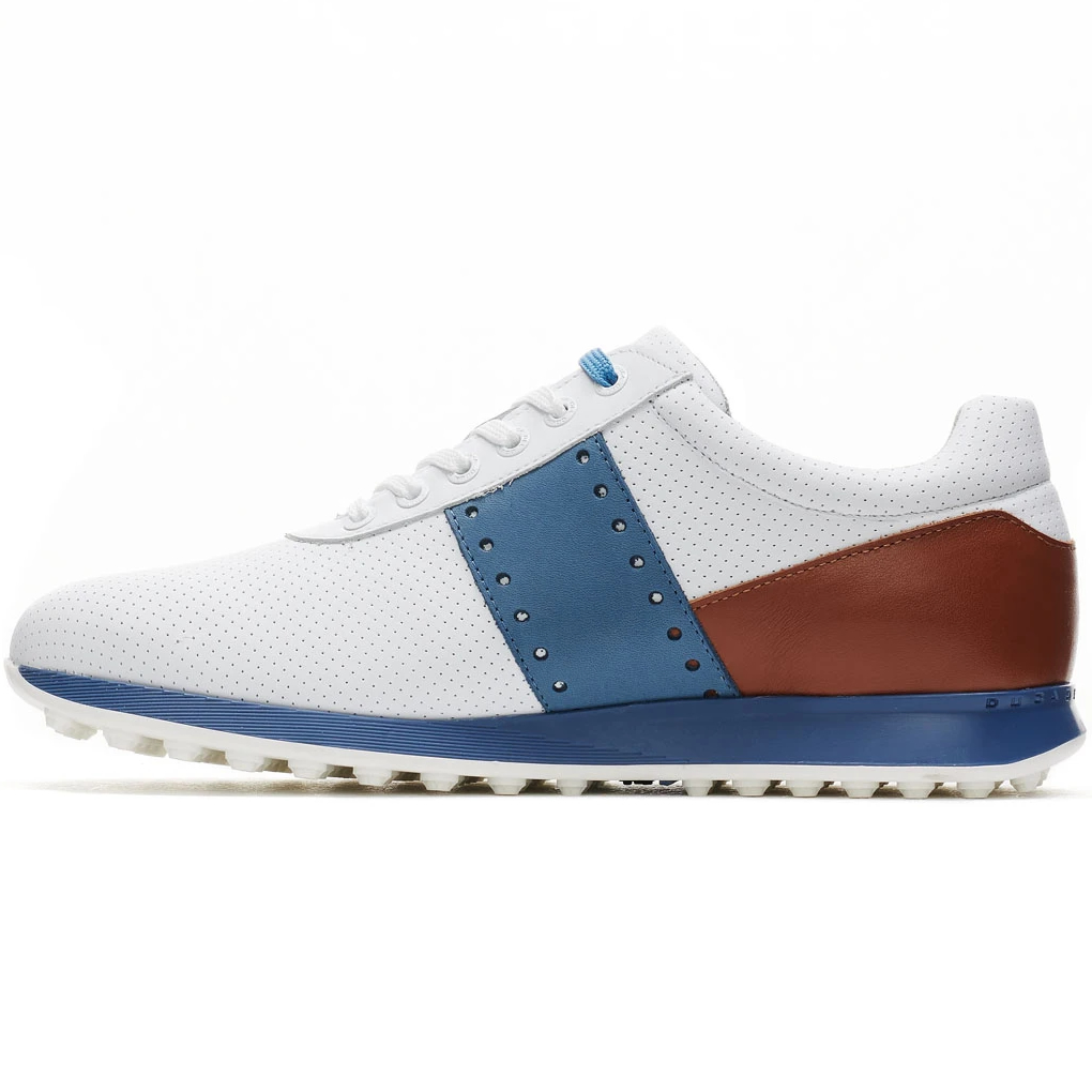 Duca del Cosma Belair Golf Shoes White/Blue/Cognac | Scottsdale Golf