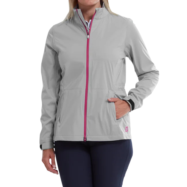 FootJoy Hydroknit Ladies Golf Waterproof Jacket Grey/Hot Pink ...