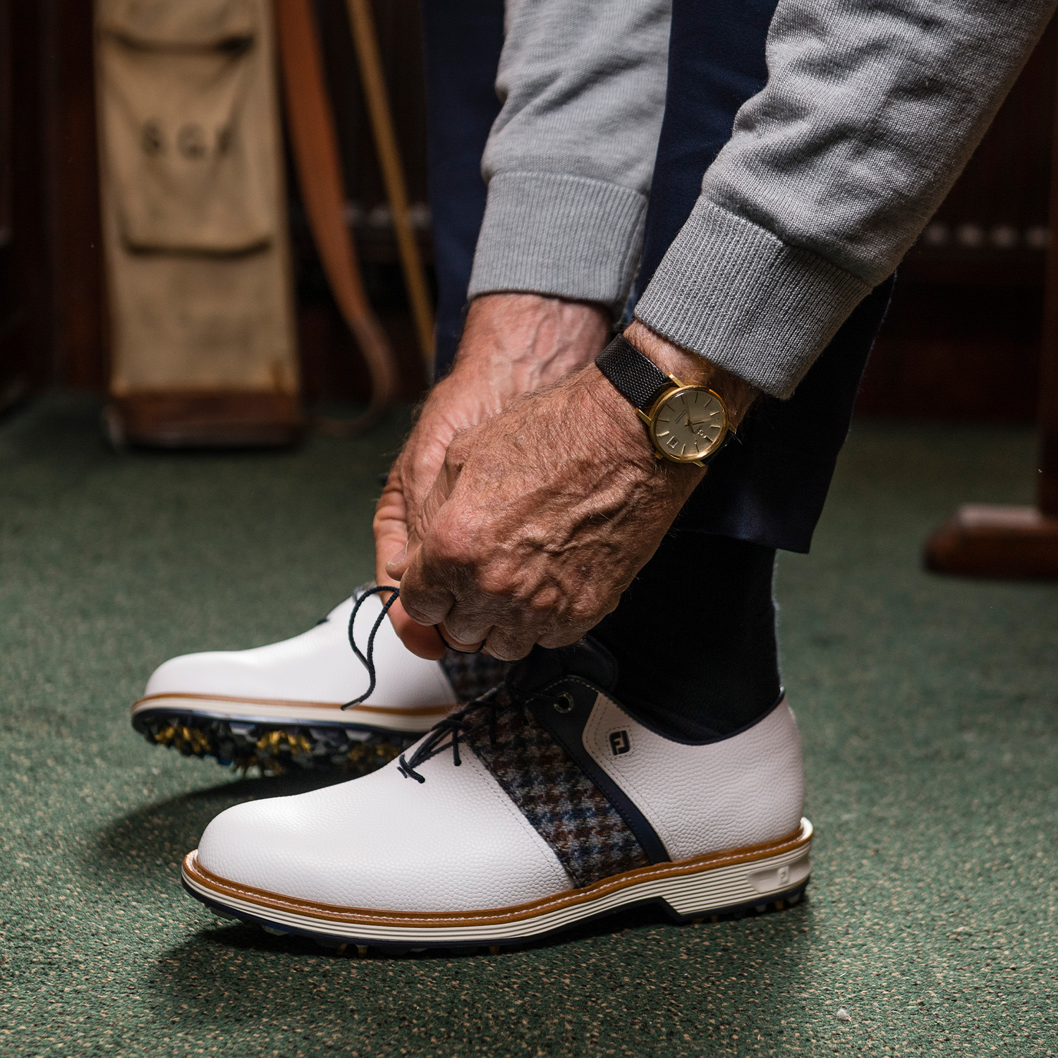 FootJoy Packard Harris Tweed II Golf Shoes 54334 White/Tweed Limited