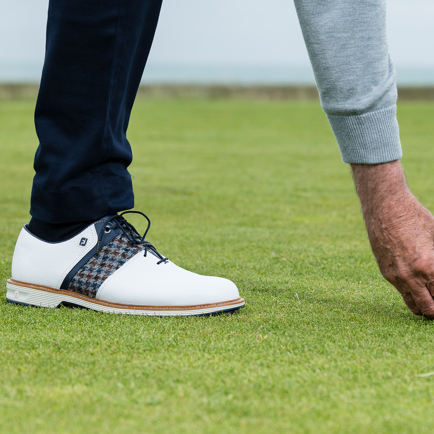 FootJoy Packard Harris Tweed II Golf Shoes 54334 White/Tweed Limited