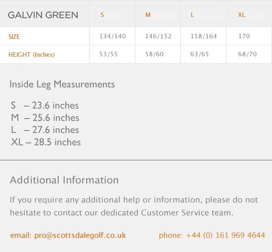 Galvin Green Size Chart Uk