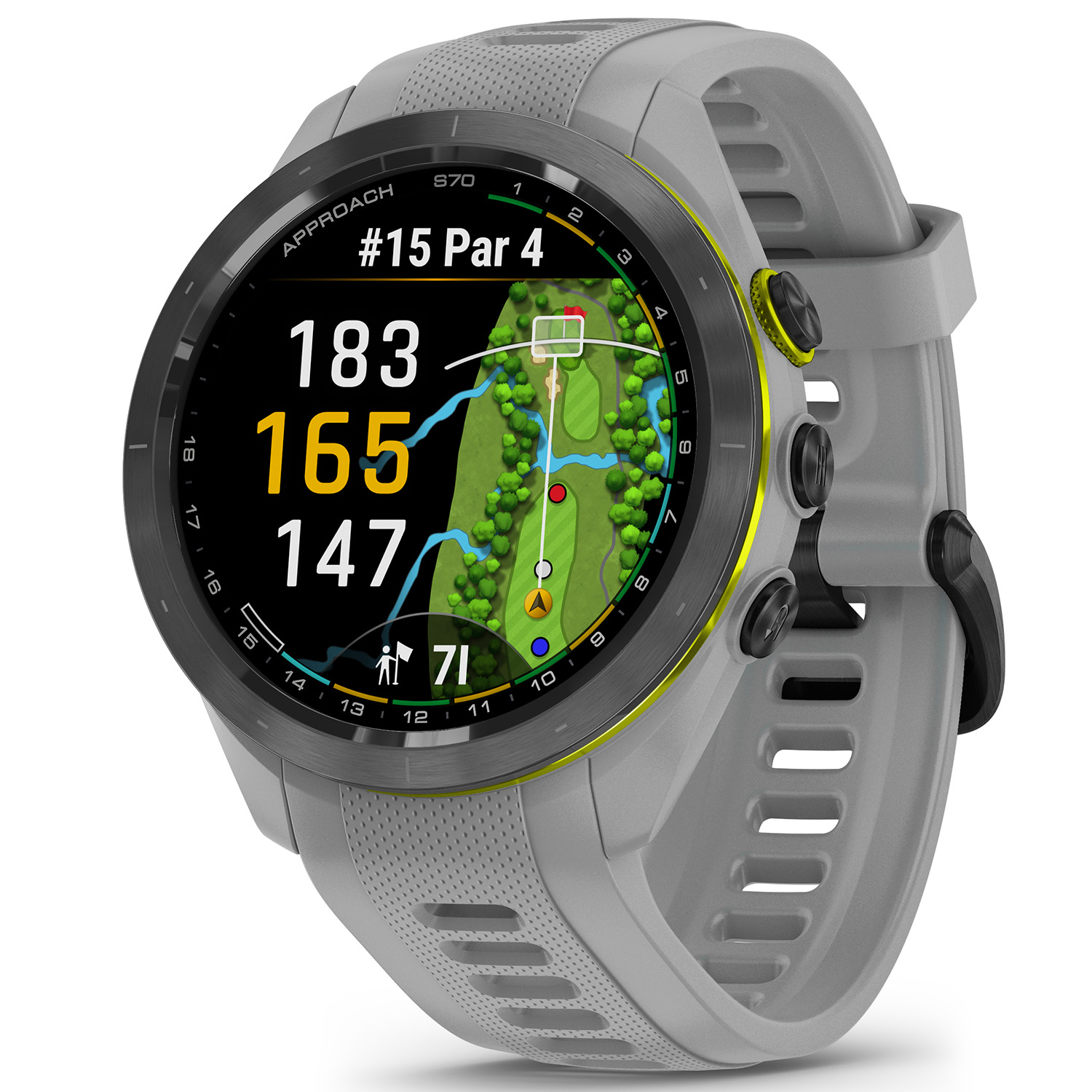Garmin Approach S70 GPS Golf Watch – 42mm Case – Black Ceramic Bezel with Grey Silicone Band