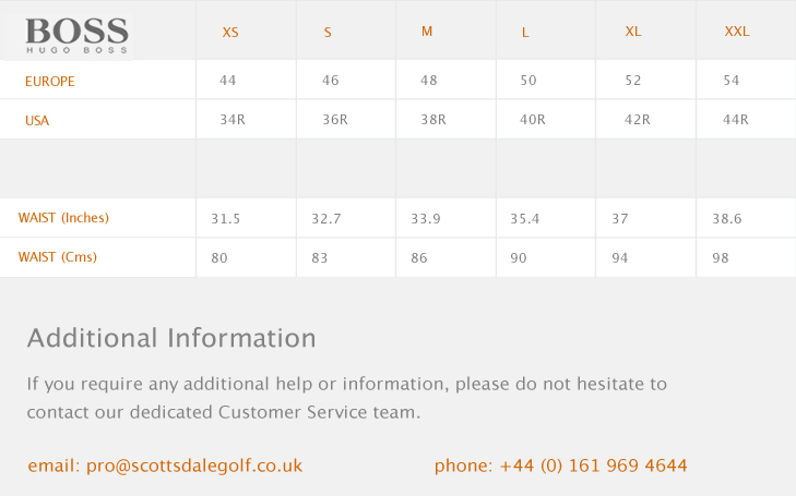 Hugo Boss Men S Size Chart