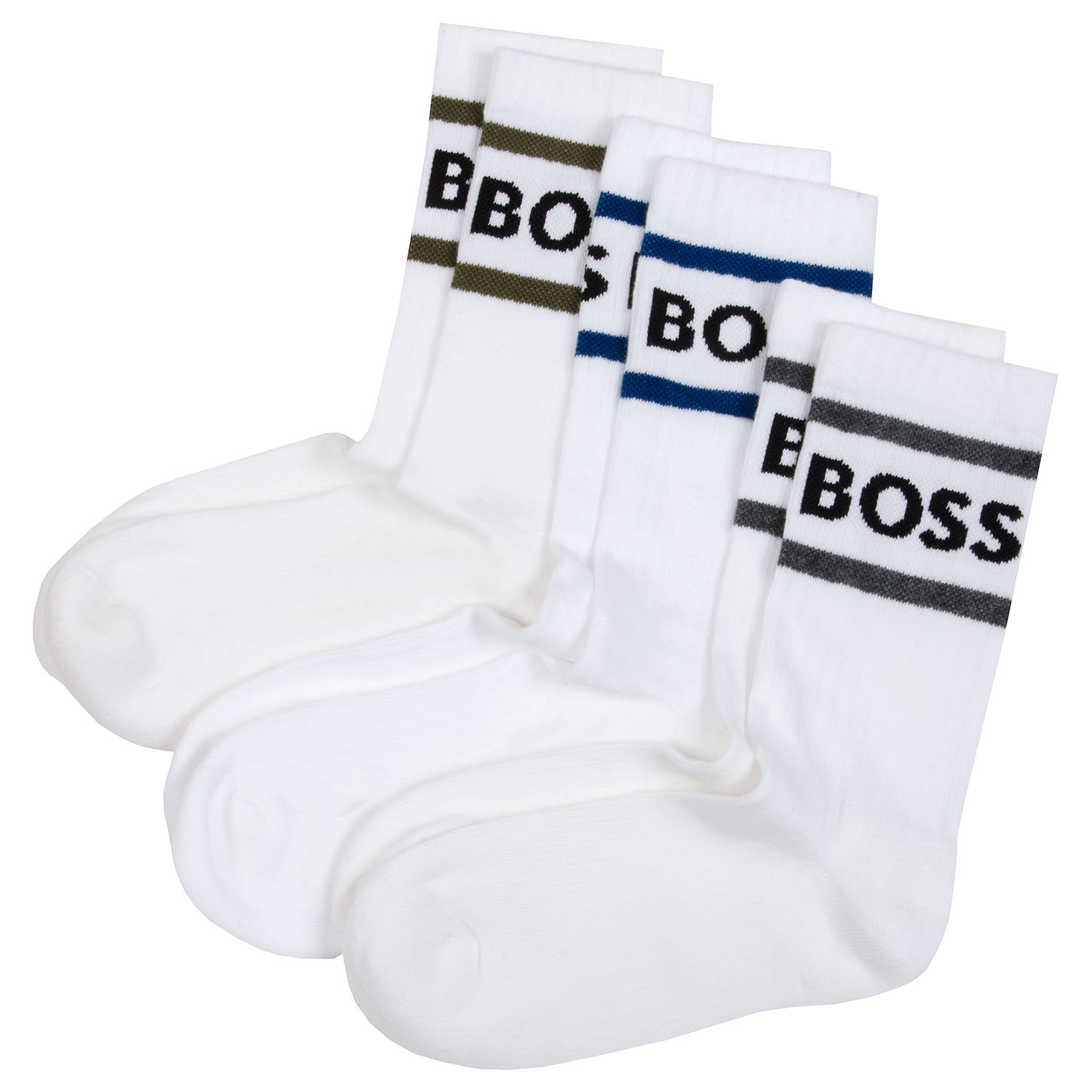 BOSS Rib-Stripe Crew Socks (3 Pack)