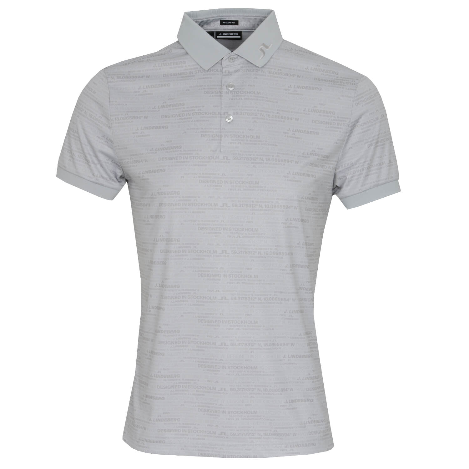 J Lindeberg KV Print Golf Polo Shirt JL HQ Grey | Scottsdale Golf