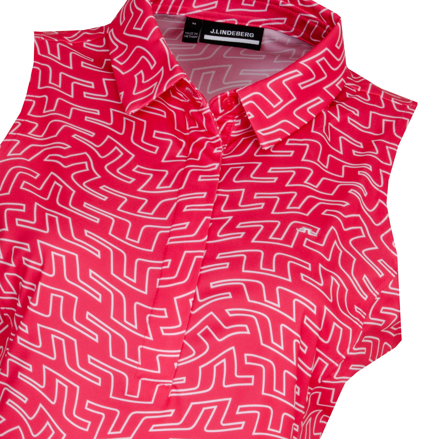 J Lindeberg Dena Print Sleeveless Ladies Polo Shirt Azalea Outline ...