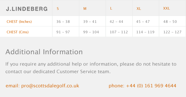 J Lindeberg Shirt Size Chart