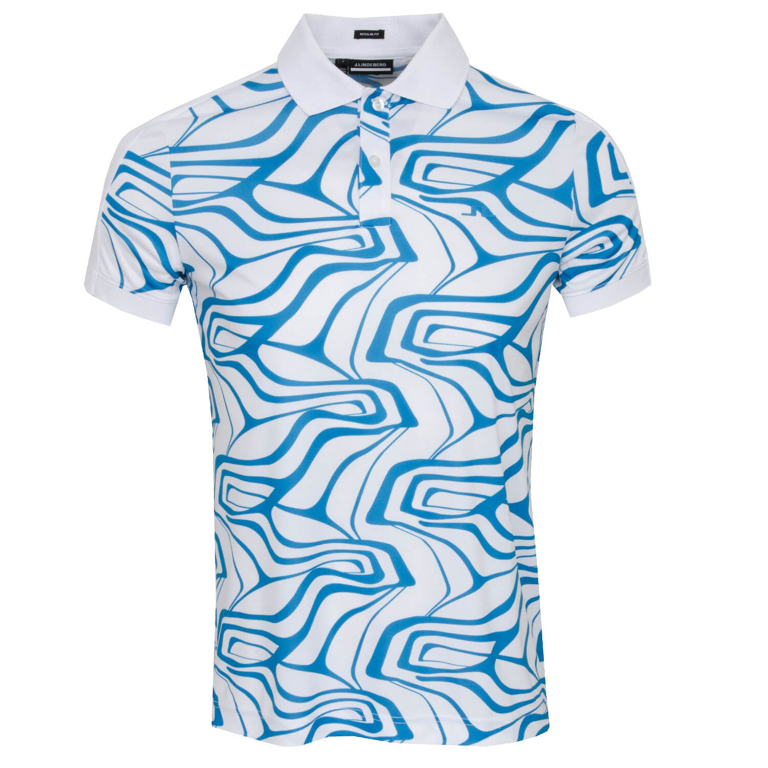 J Lindeberg Cruise Rowland Print Golf Polo Shirt Dresden Blue / Neo ...
