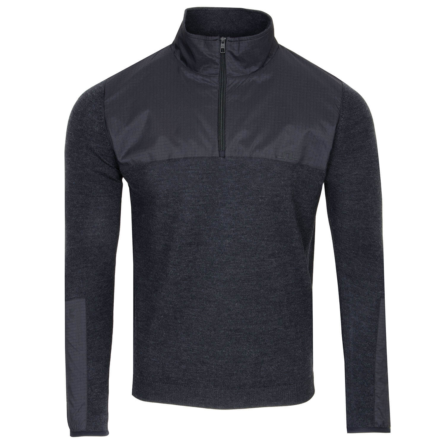 J Lindeberg Arlo Zip Neck Sweater Black Melange | Scottsdale Golf