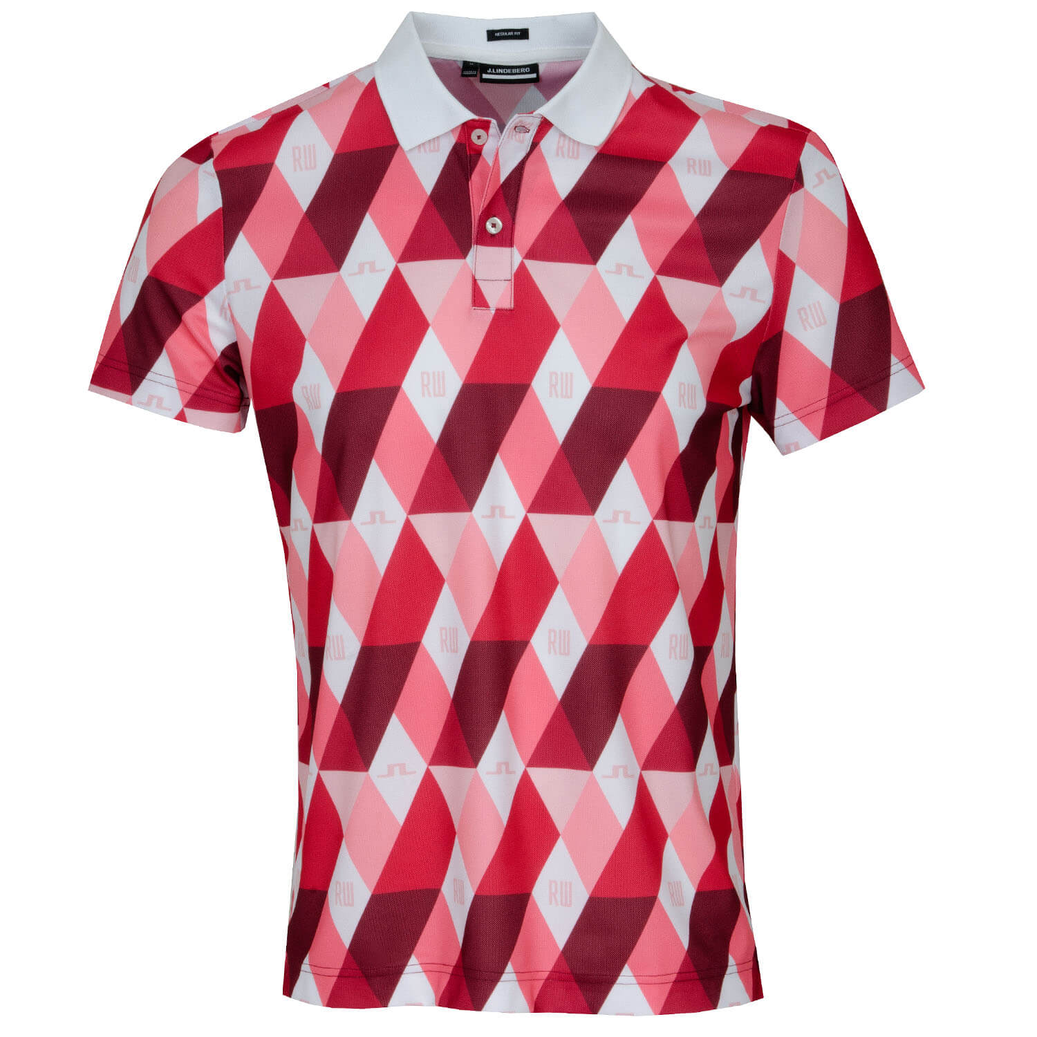 J Lindeberg x Robbie Williams Parker Argyle Printed Golf Polo Shirt ...