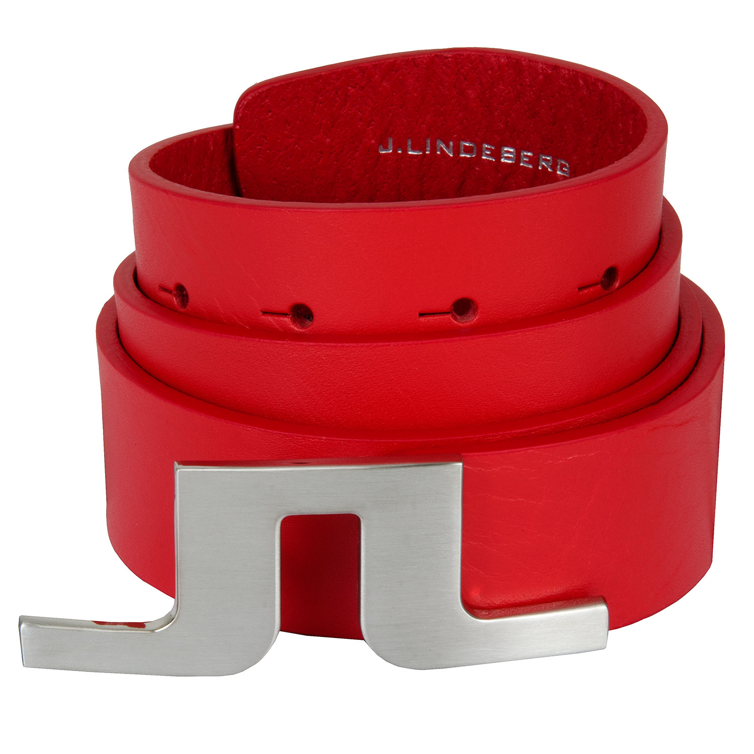J Lindeberg Bridger Leather Belt Fiery Red | Scottsdale Golf
