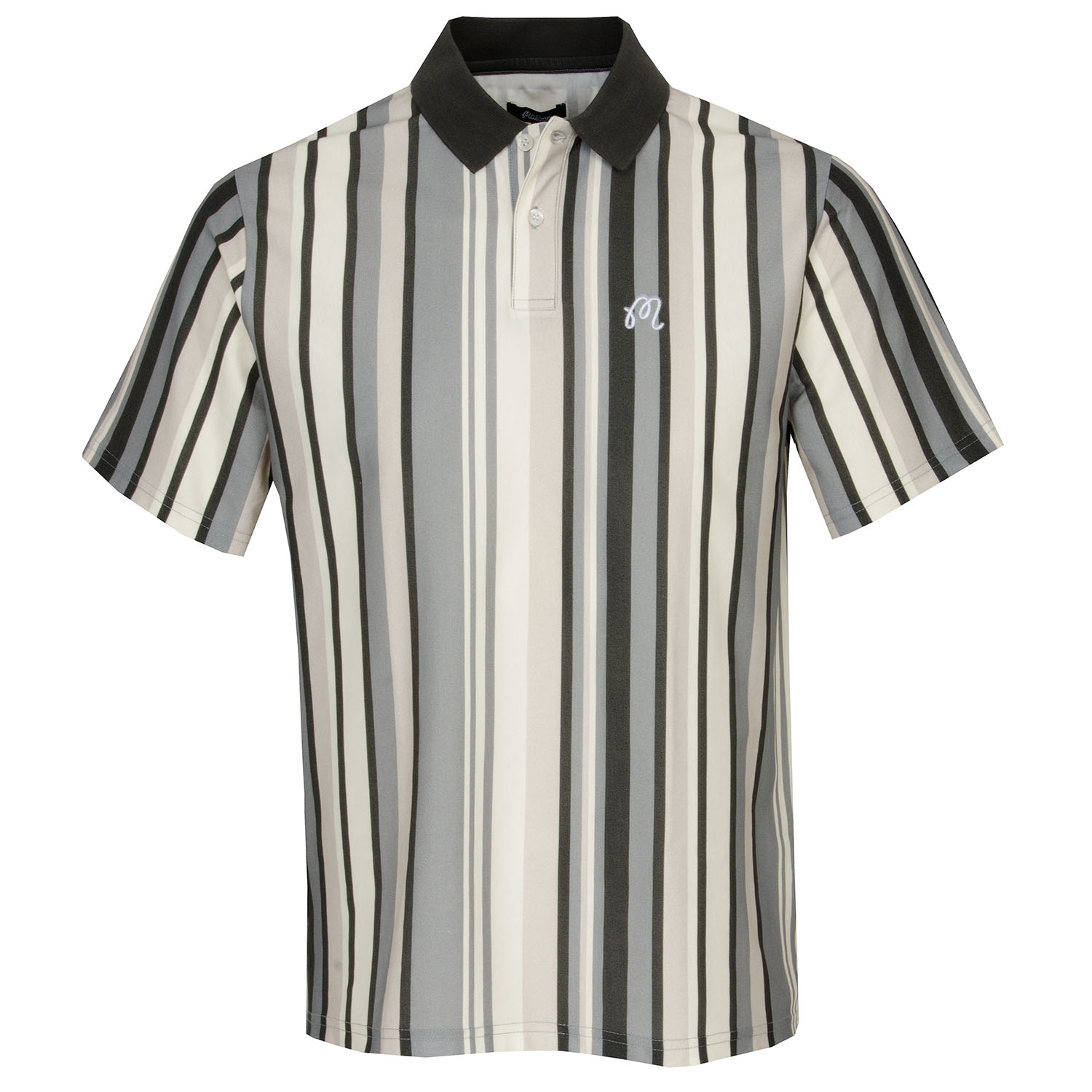 Image of Malbon Vertical Stripe Jersey Polo Shirt