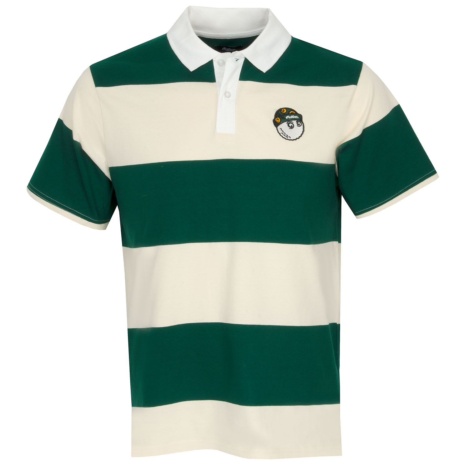 Malbon Wiz Striped Polo Shirt Cream/Forest | Scottsdale Golf