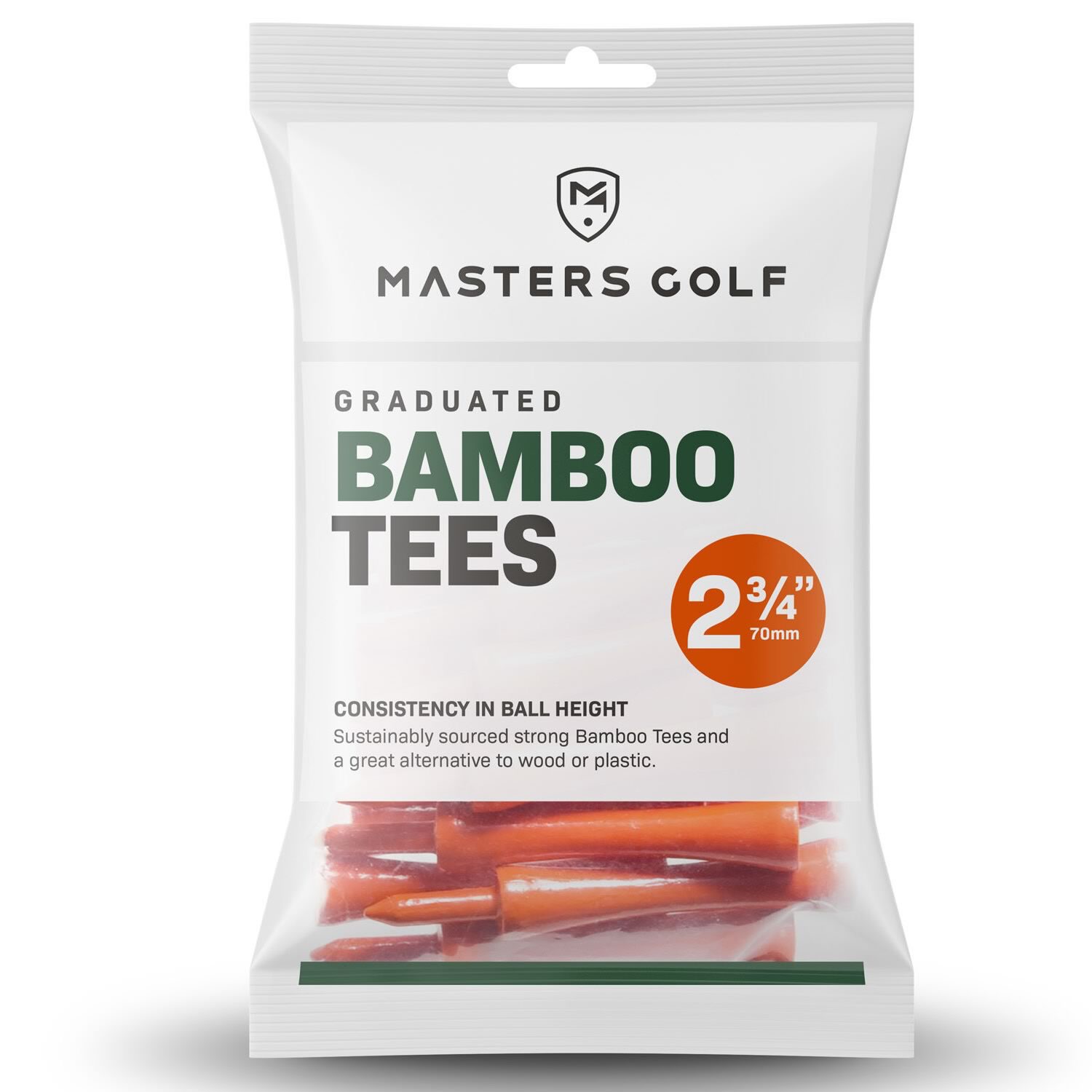Masters Bamboo Graduated Golf Castle Tees Orange