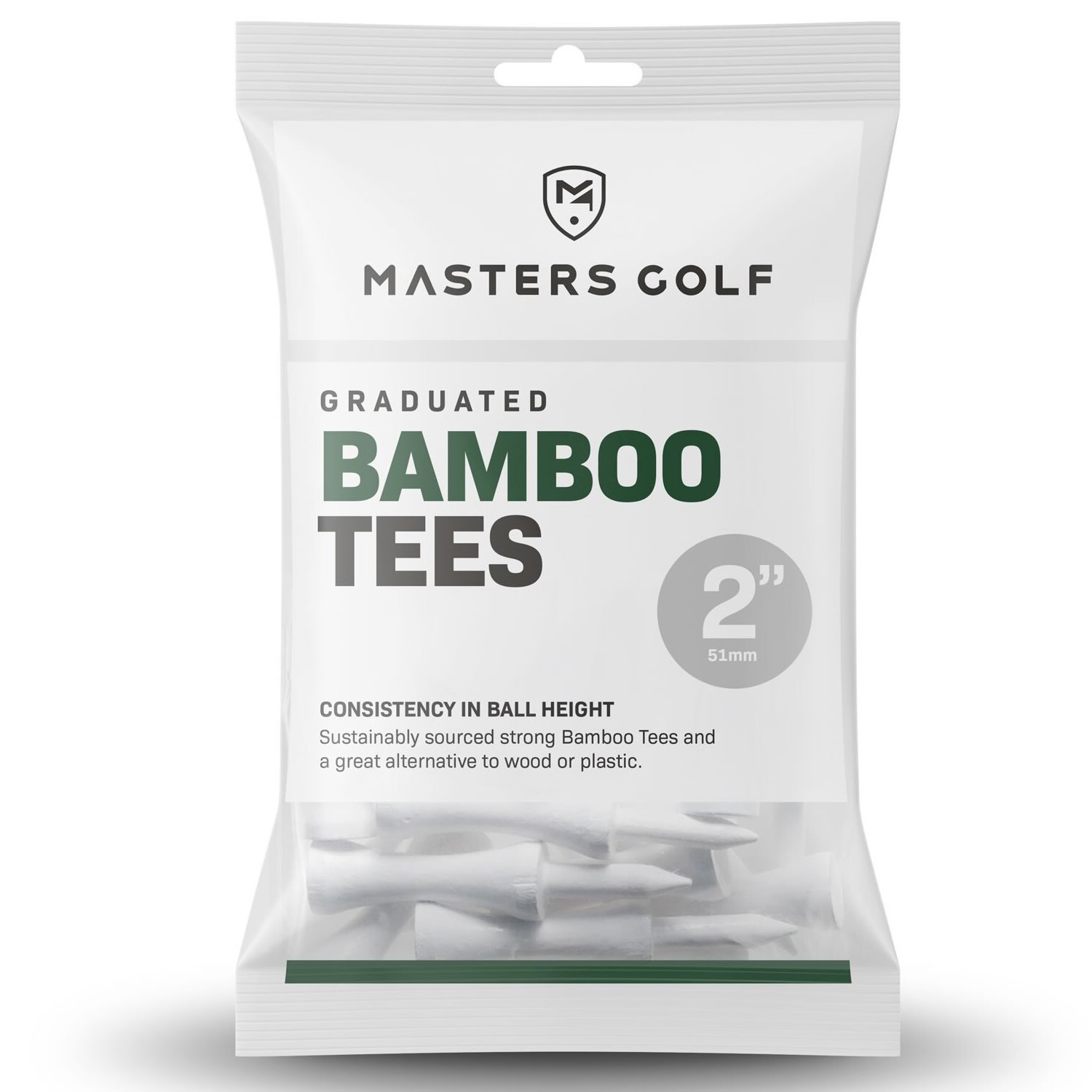 Masters Bamboo Graduated Golf Castle Tees White