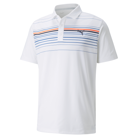 PUMA Mattr Canyon Polo Shirt Bright White/Hot Coral | Scottsdale Golf