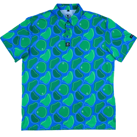 L.A.B. Golf Sunday Pin Polo Shirt Green/Blue