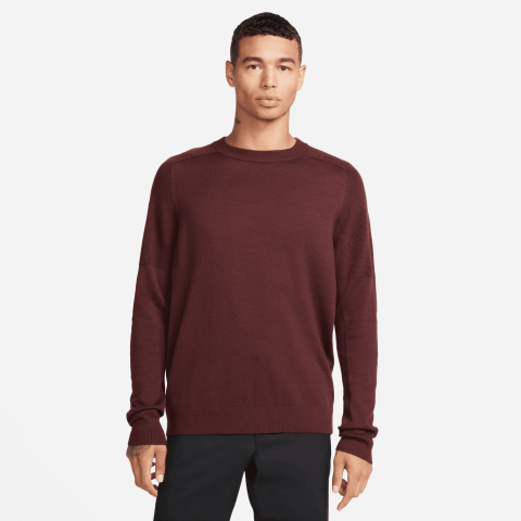 Nike Tiger Woods Knit Crew Neck Golf Sweater Burgundy Crush/Black |  Scottsdale Golf