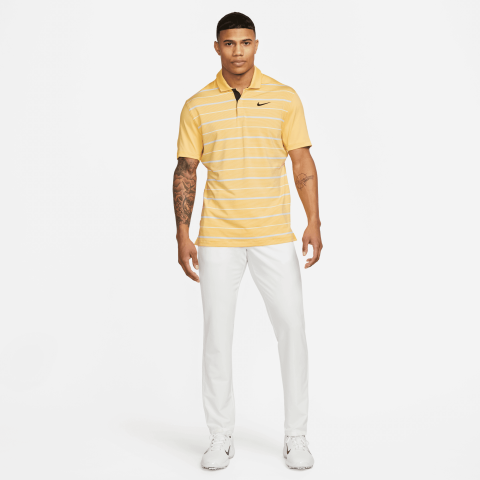 Nike Tiger Woods Dri-FIT Stripe Golf Polo Shirt Topaz Gold/Oxygen ...