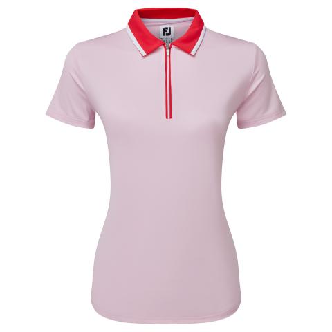 FootJoy Colour Block Cap Sleeveless Ladies Golf Polo Shirt Pink/Red 81682