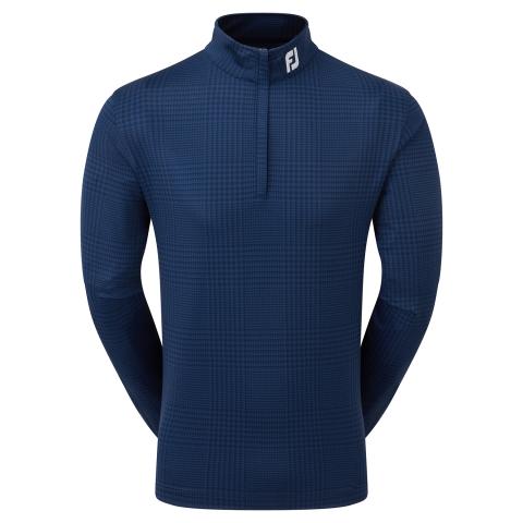 FootJoy Glen Plaid Print Chill-out Zip Neck Golf Sweater Navy #81636