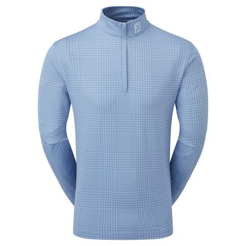 FootJoy Glen Plaid Print Chill-out Zip Neck Golf Sweater Storm #81637