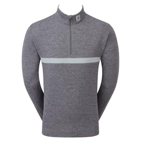 FootJoy Inset Stripe Chill-out Zip Neck Golf Sweater Heather Gravel/Heather Grey Cliff #81633