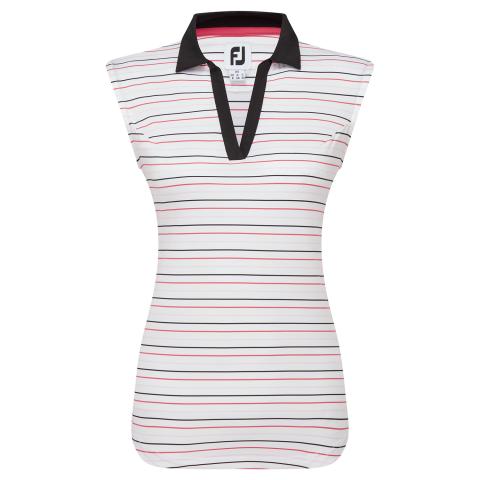 FootJoy Striped Sleeveless Ladies Golf Polo Shirt Black 81686
