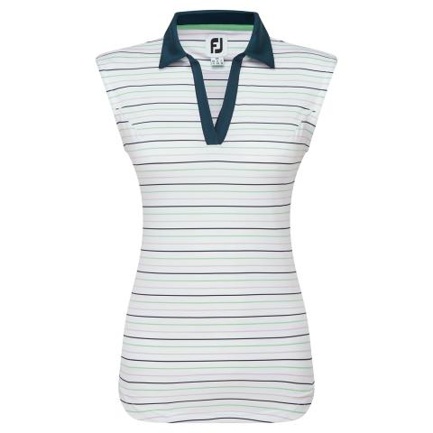 FootJoy Striped Sleeveless Ladies Golf Polo Shirt Navy 81687