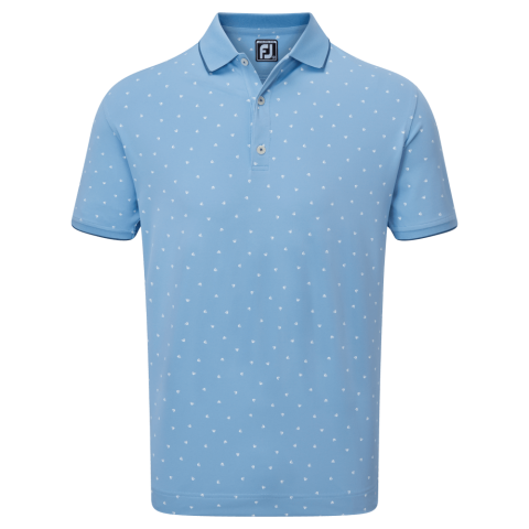 FootJoy Push Play Print Pique Golf Polo Shirt Dusk Blue/White ...