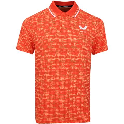 Castore Printed Tech Polo Shirt Deep Orange