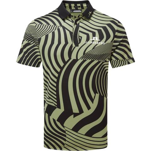 J Lindeberg KV Tour Print Polo Shirt Dazzle Wave Black