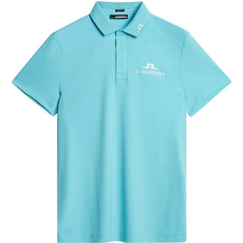 J Lindeberg KV Tour Solid Polo Shirt Blue Curacao