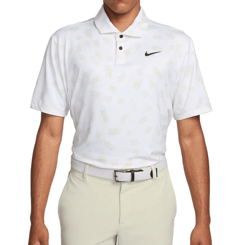 Nike Dri-FIT Micro Print Golf Polo Shirt Light Bone/Black