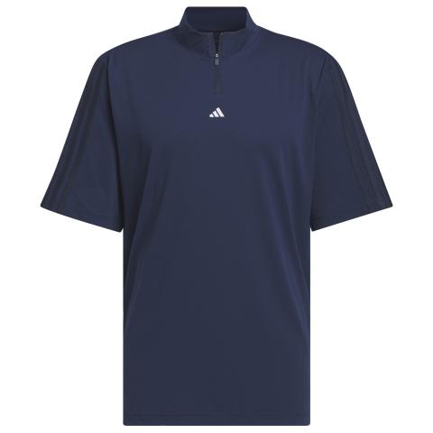 adidas TK Pique Mock Neck Golf Polo Shirt Collegiate Navy